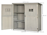 Wooden Garden Shed with Two Windows, Tool Storage Cabinet, Outdoor Double Door Organizer 127.5L x T3398P313622