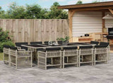 13 Piece Garden Dining Set with Cushions Light Grey Poly Rattan 3211763