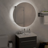 Bathroom Cabinet with Round Mirror&LED Black 47x47x17.5 cm 345584