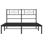 ZNTS Metal Bed Frame without Mattress with Headboard Black 160x200cm 355270