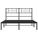 ZNTS Metal Bed Frame without Mattress with Headboard Black 160x200cm 355270