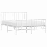Metal Bed Frame without Mattress with Footboard White 120x200cm 352545