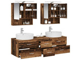 Bathroom Furniture Set 5 pcs Old Wood Engineered Wood and Glass 3406925