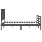 ZNTS Bed Frame without Mattress Grey 140x190 cm Solid Wood 3195203