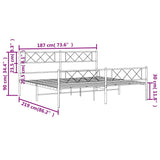 Metal Bed Frame without Mattress with Footboard White 183x213cm 372349