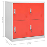 Locker Cabinets 2 pcs Light Grey and Red 90x45x92.5 cm Steel 3095225