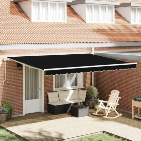 Awning Retractable Manual Black 4.5 x 3.5 m Polyester and metal 3331121