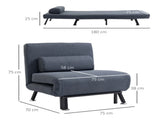 Linen Chair Bed, 3-in-1 Convertible Sleeper Chair with Adjustable Backrest, Pillow, for Living Room, T3398P344493