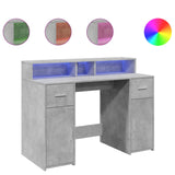 Desk with LED Lights Concrete Grey 120x55x91 cm Engineered Wood 3309414