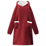Blanket Hoodie Bordeaux Red M Fleece and Flannel 42017209