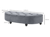 Velvet-Feel Half Circle Storage Ottoman - Dark Grey T3398P328272