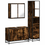 3 Piece Bathroom Furniture Set Smoked Oak Engineered Wood 3301132