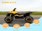 12V Ride-On Quad Bike w/ Music, Horn, for Ages 3 Years - Yellow T3398P348328