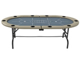 8 Player Folding Poker Table, with Cup Holders, Cushioning Edge, Brown and Blue T3398P377382