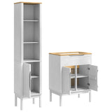 Bathroom Furniture Set FLORO 2 pcs White Solid Pine Wood 3385882