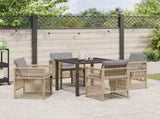 Garden Dining Set 5 pcs Beige Powder-Coated Steel 3380669