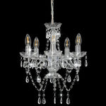 Chandelier with Crystal Beads Silver Round 5 x E14 281601