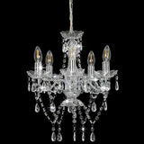 Chandelier with Crystal Beads Silver Round 5 x E14 281601