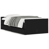 Bed Frame Black Engineered wood, Plywood Single Bed Frame 3207379