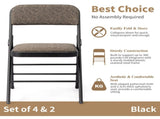 4 Pcs Folding Chairs, Black Patterned Fabric Upholstered Event Chairs, 18.1"18.9"29.9" Padded Seat 72952483