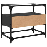 TV Cabinet with Glass Top Black 60x35x51 cm Engineered Wood 846054