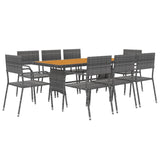 ZNTS 9 Piece Outdoor Dining Set Poly Rattan Grey 3120113