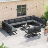 Garden Sofa Set with Cushion Black Aluminium 3378918