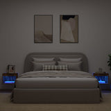 Bedside Cabinets with LED Lights Wall-mounted 2 pcs Smoked Oak 837122