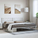 Metal Bed Frame without Mattress with Headboard White 193x203cm 372332