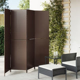 Room Divider 4 Panels Brown Poly Rattan 365345