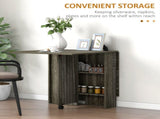 Folding Dining Table, Drop Leaf Table with 2-Tier Shelves, Rolling Casters, for Small Spaces, T3398P343160
