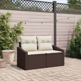 Garden Sofa with Cushion Brown 123 x 62 x 69cm Poly Rattan 42006783