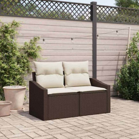 Garden Sofa with Cushion Brown 123 x 62 x 69cm Poly Rattan 42006783