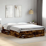 ZNTS Bed Frame with Drawers Smoked Oak 160x200 cm Engineered Wood 3280374