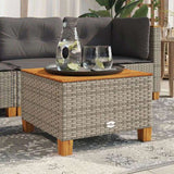 Garden Table Grey 55x55x36 cm Poly Rattan Acacia Wood 365909