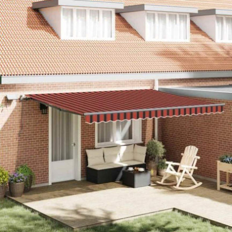 Retractable Awning Manual Orange and brown 450 x 350 cm Fabric 3331086