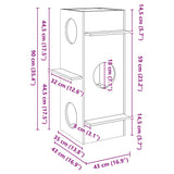 Cat House Wax Brown 43x43x90 cm Solid Wood Pine 859300