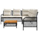 ZNTS 2 Piece Garden Sofa Set with Cushions Black Poly Rattan 368733