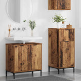 Bathroom Furniture Set 2 pcs Old Wood Engineered Wood and Metal 3393101