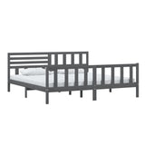 3101175 Bed Frame without Mattress Grey Solid Wood 200x200 cm