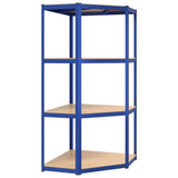4-Layer Corner Shelf Blue Steel&Engineered Wood 152852