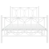 Metal Bed Frame without Mattress with Footboard White 107x203cm 376191