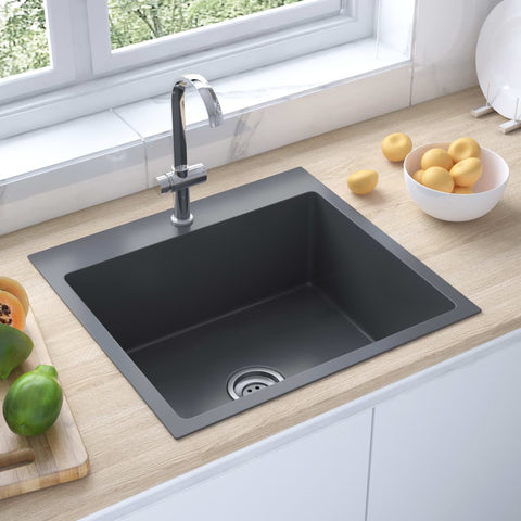ZNTS Handmade Kitchen Sink Black Stainless Steel 51509