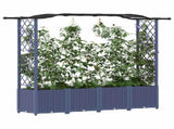 Raised Bed with Trellis and Roof Grey 204 x 40 x 141 cm PP 42032556
