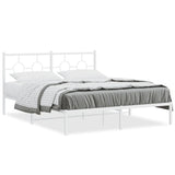 Metal Bed Frame without Mattress with Headboard White 160x200cm 376278