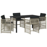 Garden Dining Set 5 pcs Light Grey Poly Rattan 3380790