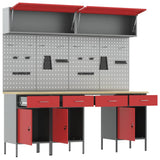 Work Cabinet Set with Drawer with Storage Manual 10 pcs Red 3321475