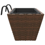 ZNTS Planters with hooks 2 pcs Brown Poly Rattan 366402