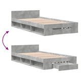 Bed Frame with Drawer without Mattress Concrete Grey 75x190 cm Small Single 3280807