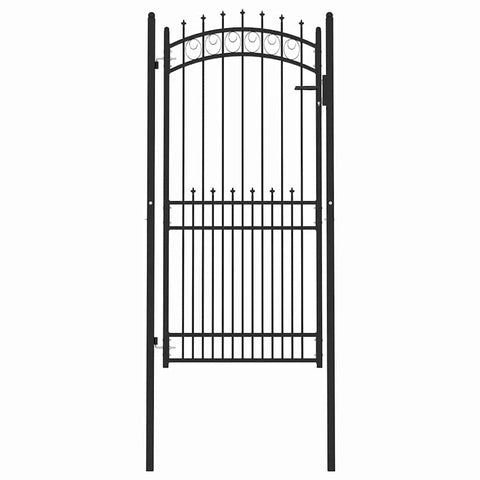 Fence Gate Black 100 x 200 cm Powder-coated steel 146392